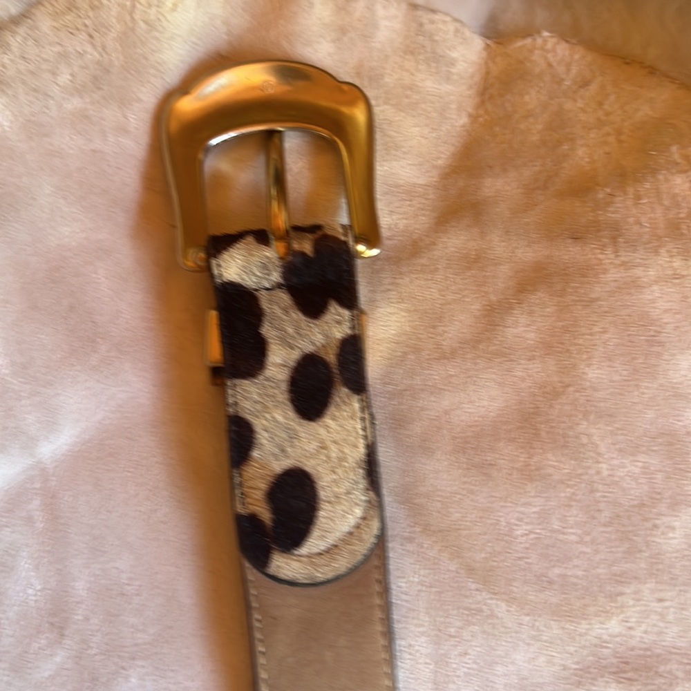 Another Line Inc leopard print cow hide big gold color buckle and end cap sz 30 - Picture 3 of 10